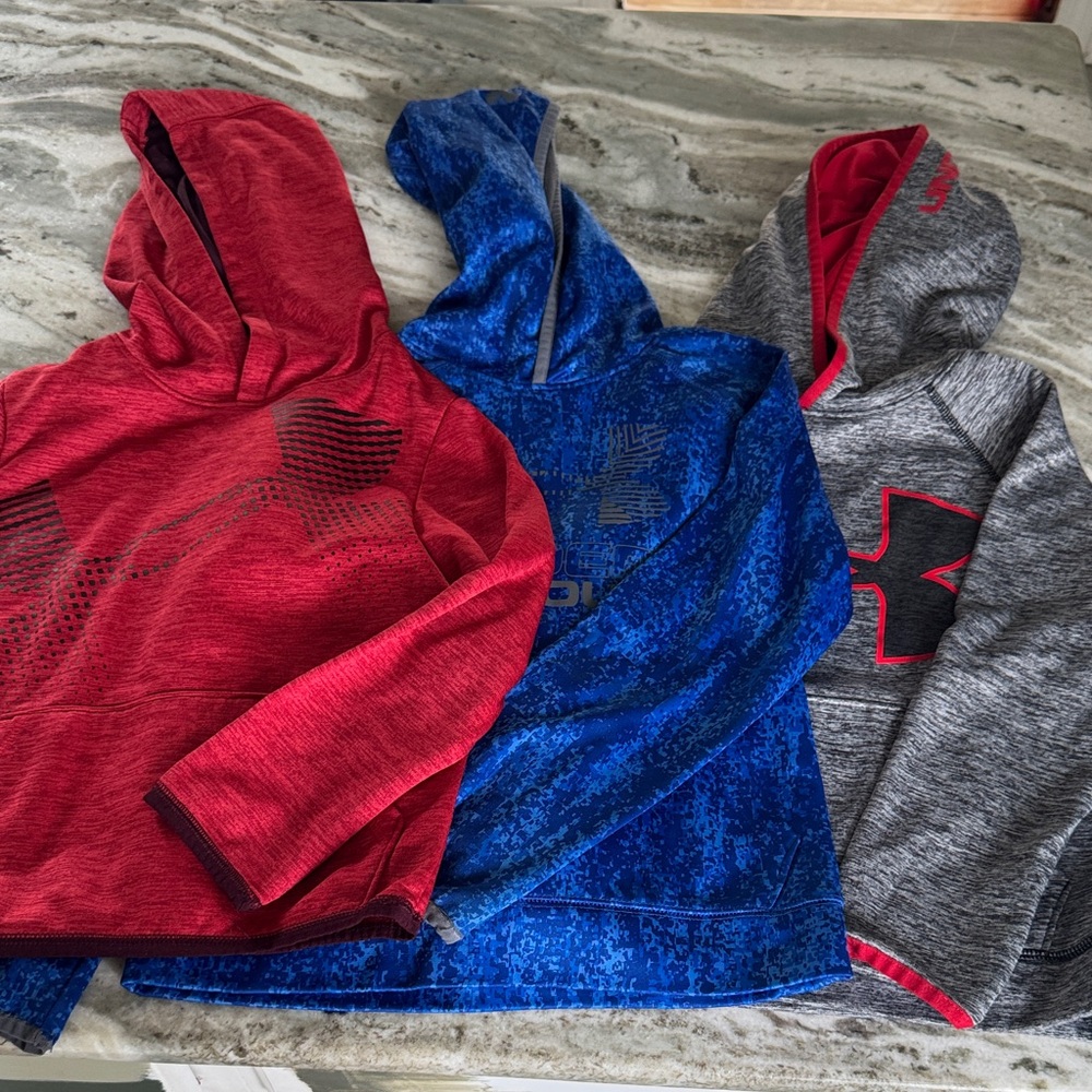 Under Armour Red, Blue, and Gray Hoodie Bundle
